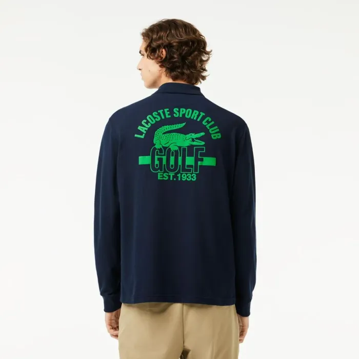 Polos Men Lacoste Men039s Long Sleeve AntiUV Golf Polo Navy Blue 166