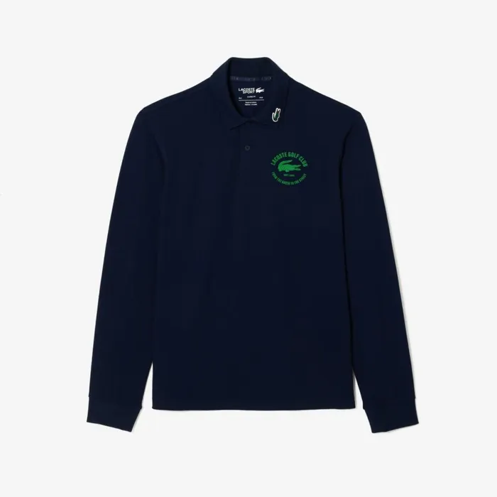 Polos Men Lacoste Men039s Long Sleeve AntiUV Golf Polo Navy Blue 166