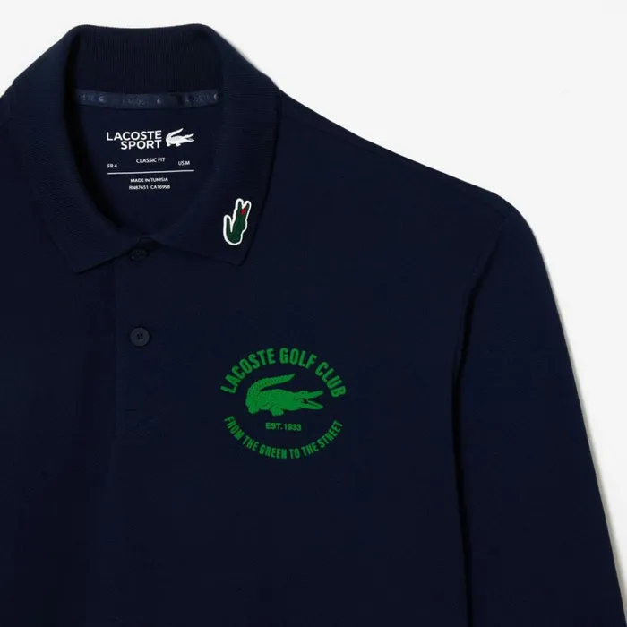 Polos Men Lacoste Men039s Long Sleeve AntiUV Golf Polo Navy Blue 166
