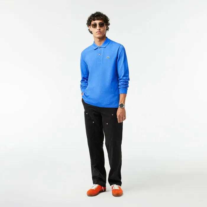 Polos Men Lacoste Men039s Long Sleeve Cotton Polo Blue Siy