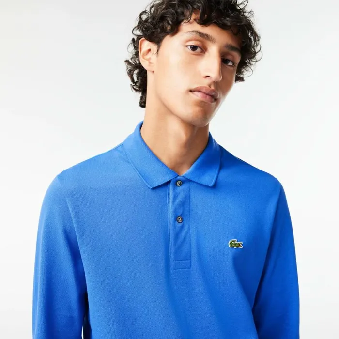 Polos Men Lacoste Men039s Long Sleeve Cotton Polo Blue Siy