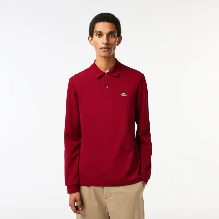 Polos Men Lacoste Men039s Long Sleeve Cotton Polo Bordeaux 476