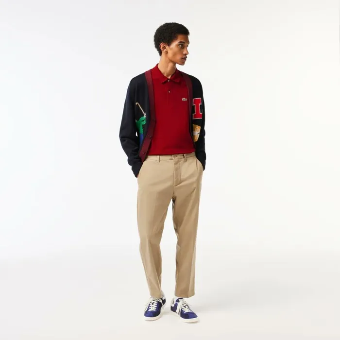 Polos Men Lacoste Men039s Long Sleeve Cotton Polo Bordeaux 476