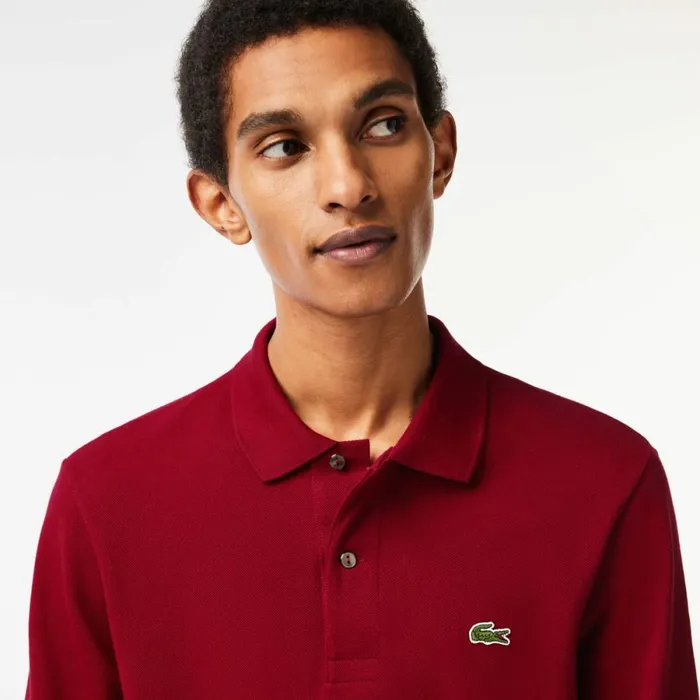Polos Men Lacoste Men039s Long Sleeve Cotton Polo Bordeaux 476