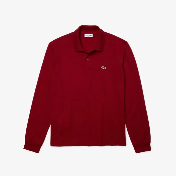 Polos Men Lacoste Men039s Long Sleeve Cotton Polo Bordeaux 476