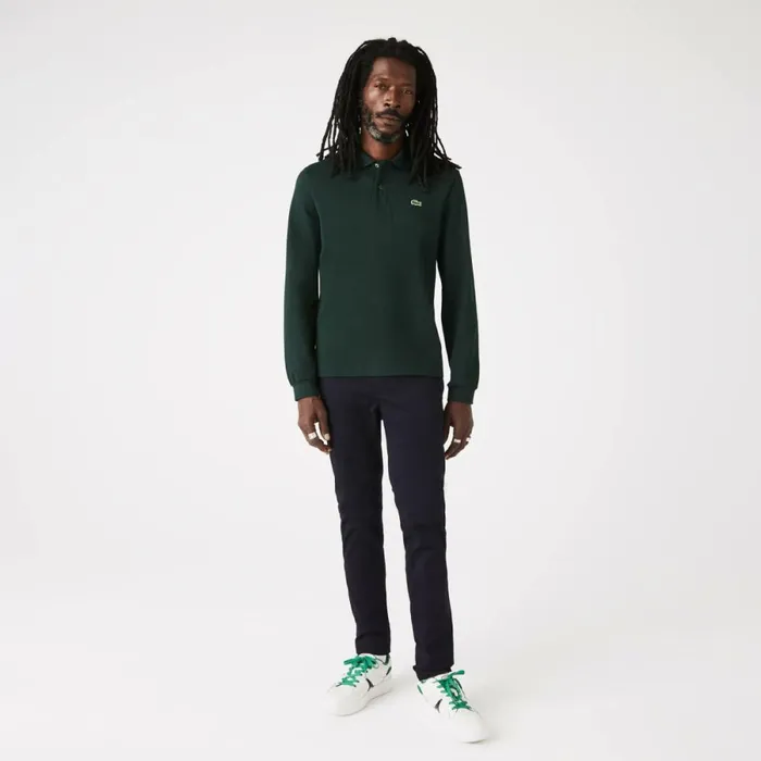 Polos Men Lacoste Men039s Long Sleeve Cotton Polo Forest Green Yzp