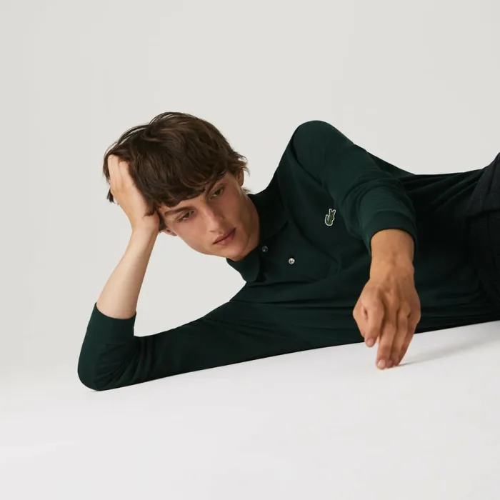 Polos Men Lacoste Men039s Long Sleeve Cotton Polo Forest Green Yzp
