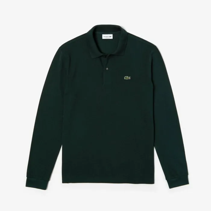 Polos Men Lacoste Men039s Long Sleeve Cotton Polo Forest Green Yzp