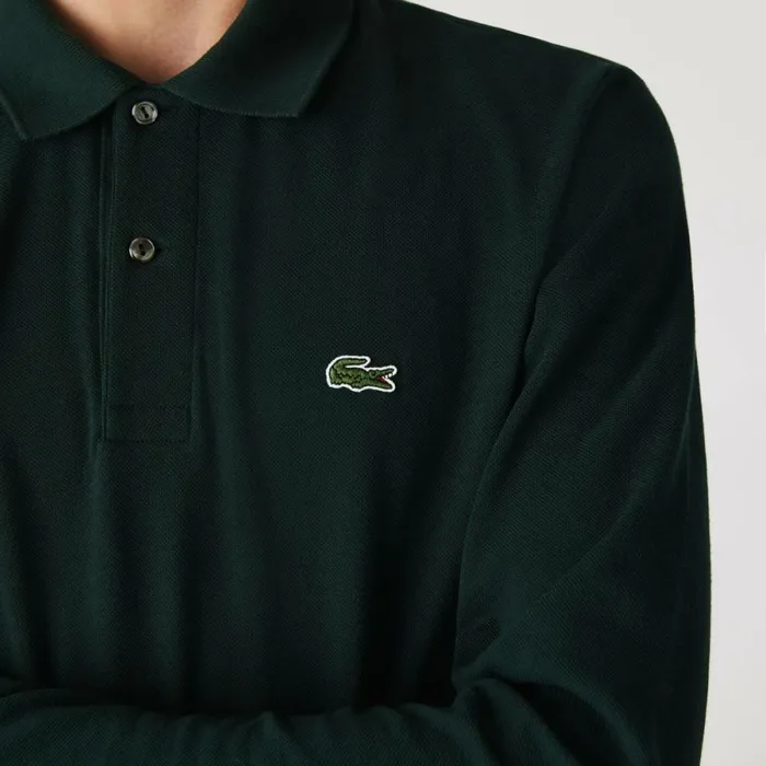 Polos Men Lacoste Men039s Long Sleeve Cotton Polo Forest Green Yzp