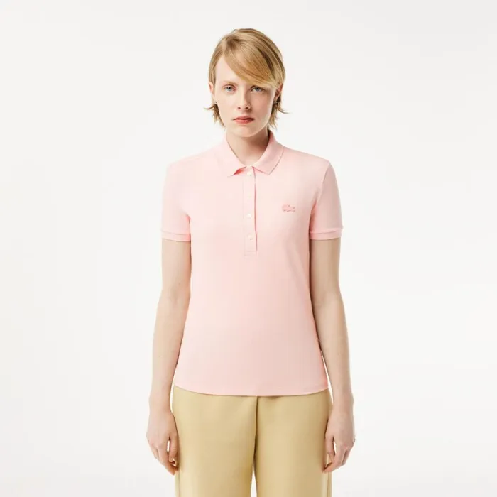 Polos Women Lacoste Women039s L12D Slim Fit Stretch Mini Piqu Polo Light Pink Ady