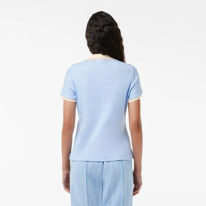 Polos Women Lacoste Women039s Slim Fit Monogram Polo Light Blue White Wb5