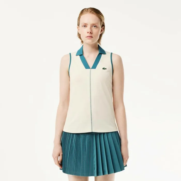 Polos Women Lacoste Women039s UltraDry Tennis Polo White Blue Iv9
