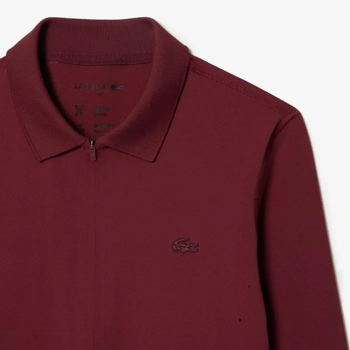 Polos Women Lacoste Womens Long Sleeve ZipUp Polo Bodysuit Bordeaux Yup
