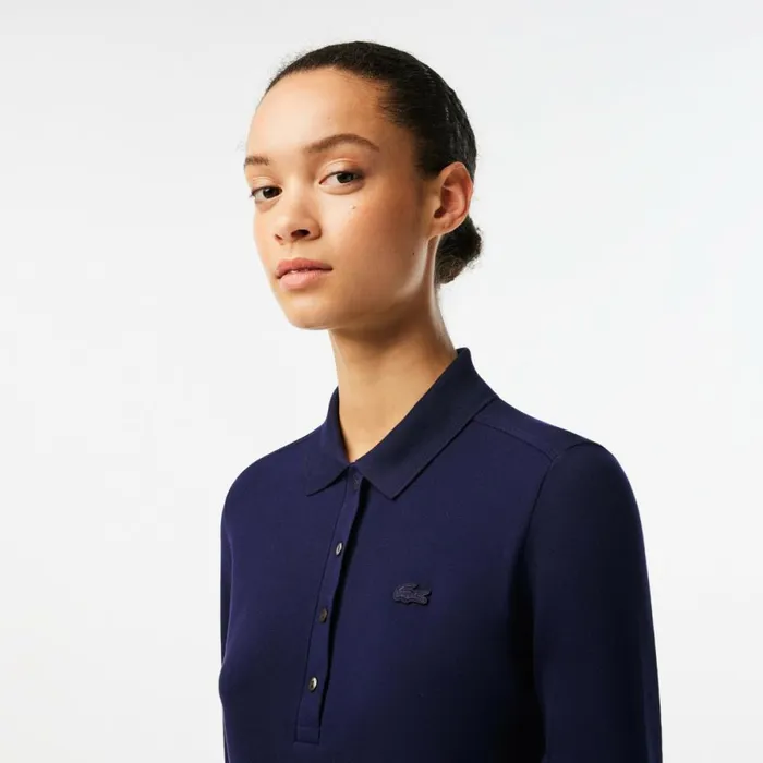 Polos Women Lacoste Womens Slim Fit Stretch Piqu Polo Navy Blue 166