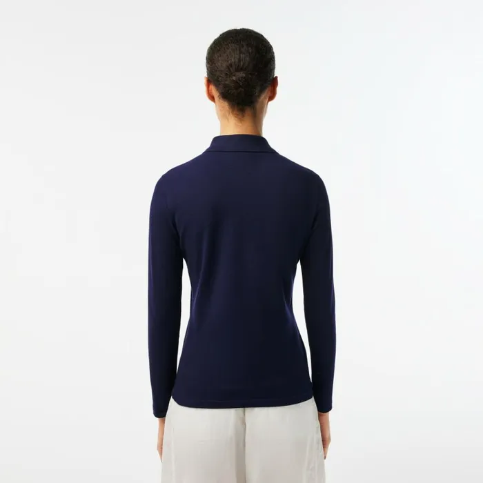 Polos Women Lacoste Womens Slim Fit Stretch Piqu Polo Navy Blue 166