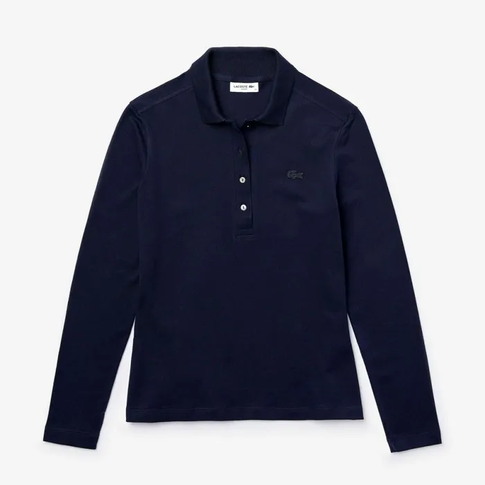 Polos Women Lacoste Womens Slim Fit Stretch Piqu Polo Navy Blue 166