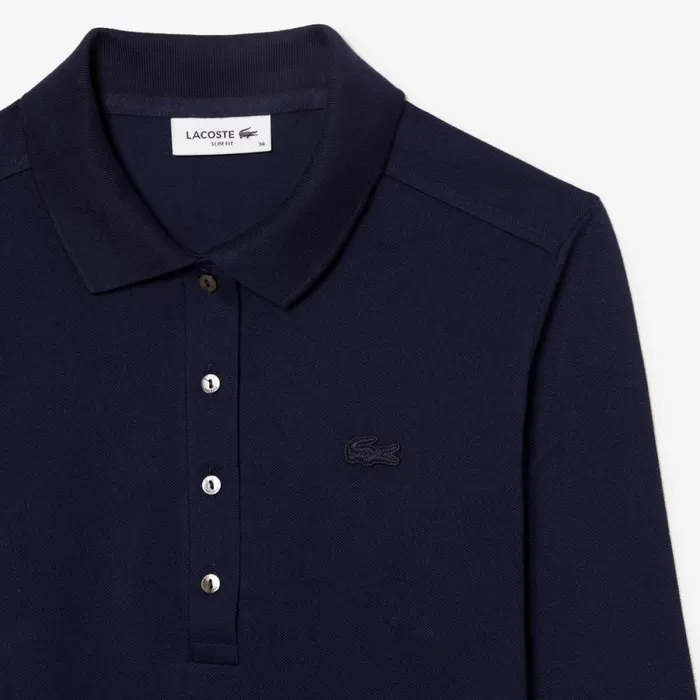 Polos Women Lacoste Womens Slim Fit Stretch Piqu Polo Navy Blue 166