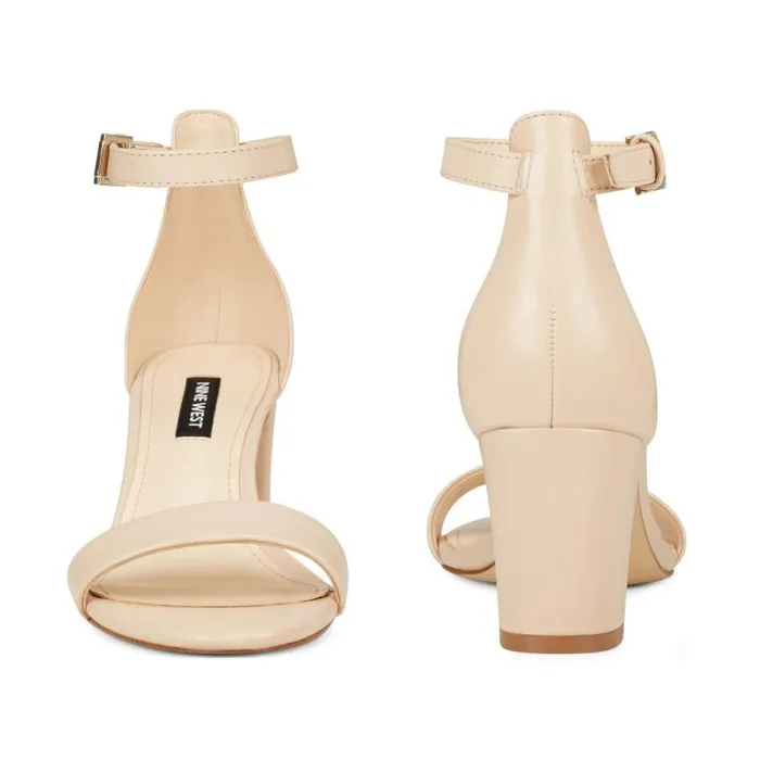 Pruce Ankle Strap Block Heel Sandals Ivory Leather Women Nine West Sandals Pruce Ankle Strap Block Heel Sandals Ivory Leather Women Nine West Sandals