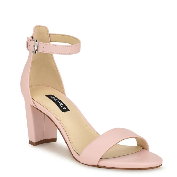 Pruce Ankle Strap Block Heel Sandals Light Pink Women Nine West Heels Pruce Ankle Strap Block Heel Sandals Light Pink Women Nine West Heels