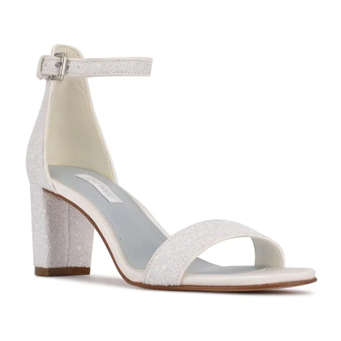 Pruce Ankle Strap Block Heel Sandals Pearl Glitter Women Nine West Heels Pruce Ankle Strap Block Heel Sandals Pearl Glitter Women Nine West Heels