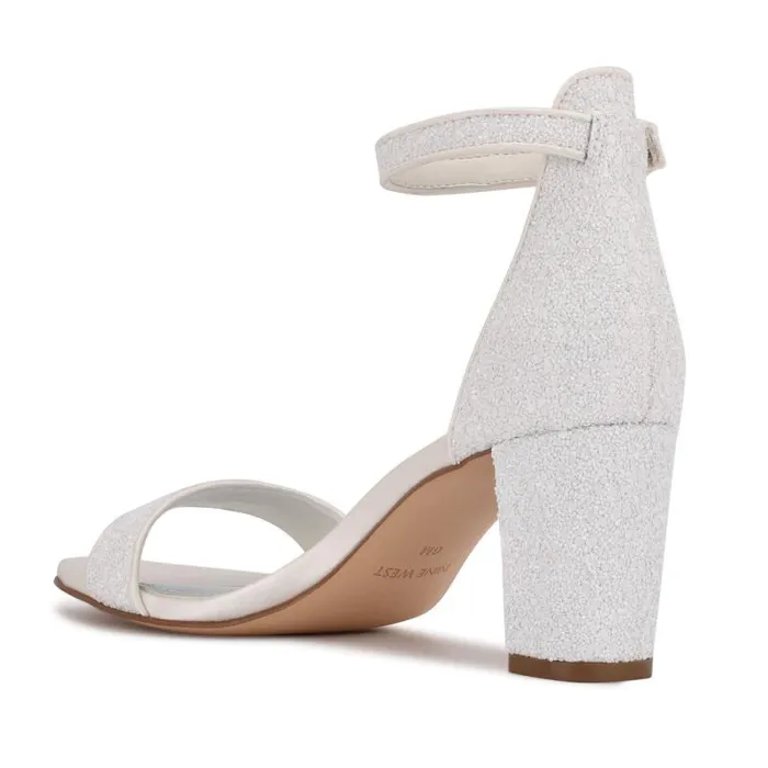 Pruce Ankle Strap Block Heel Sandals Pearl Glitter Women Nine West Heels Pruce Ankle Strap Block Heel Sandals Pearl Glitter Women Nine West Heels