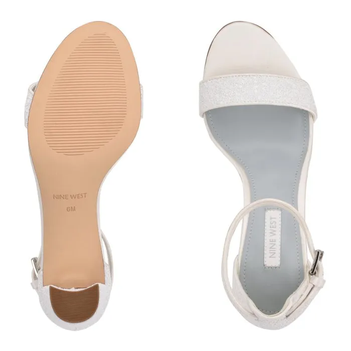 Pruce Ankle Strap Block Heel Sandals Pearl Glitter Women Nine West Heels Pruce Ankle Strap Block Heel Sandals Pearl Glitter Women Nine West Heels
