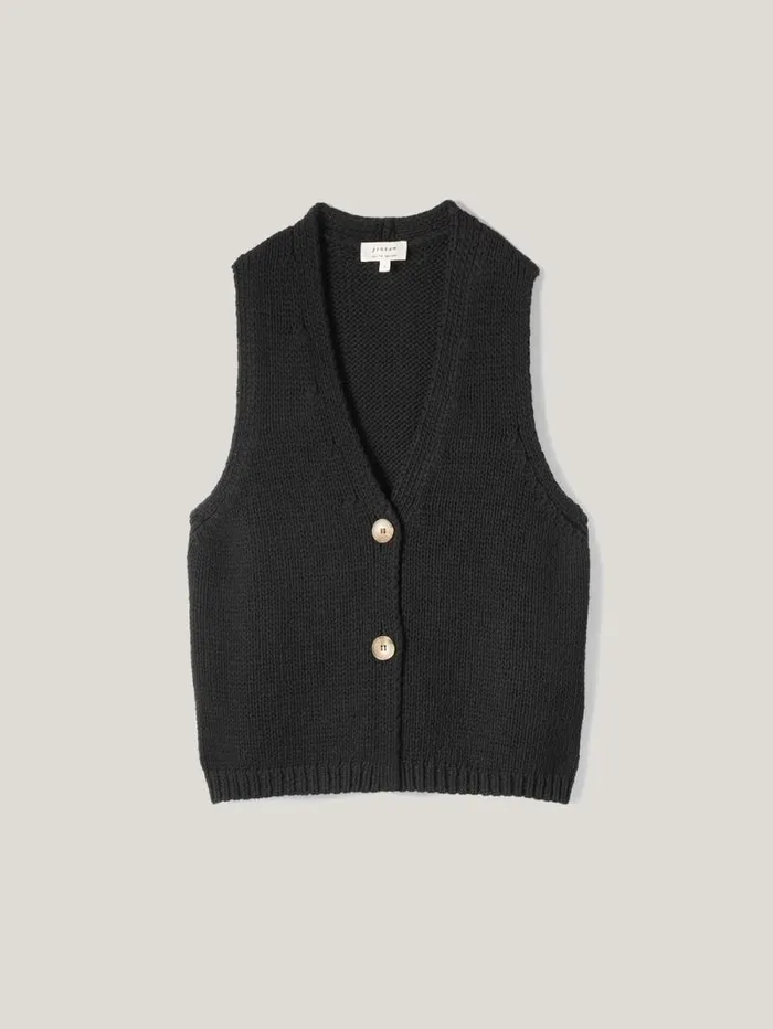 Pure Cotton Knitted Waistcoat Black Women Jigsaw Knitwear and Cashmere
