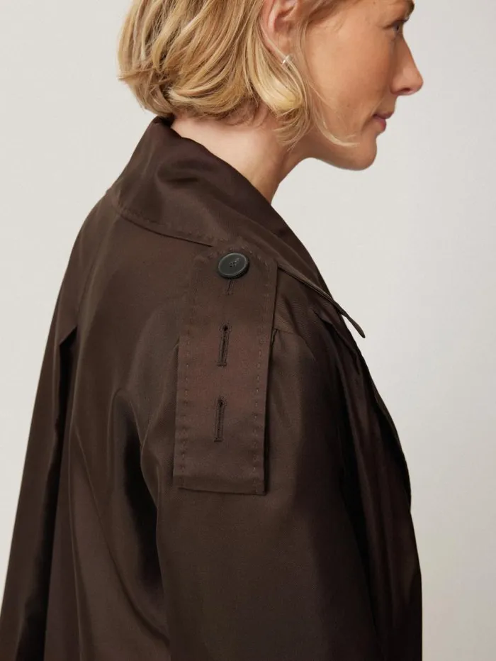 Pure Silk Trench Coat Chocolate Women Jigsaw Coats and Jackets