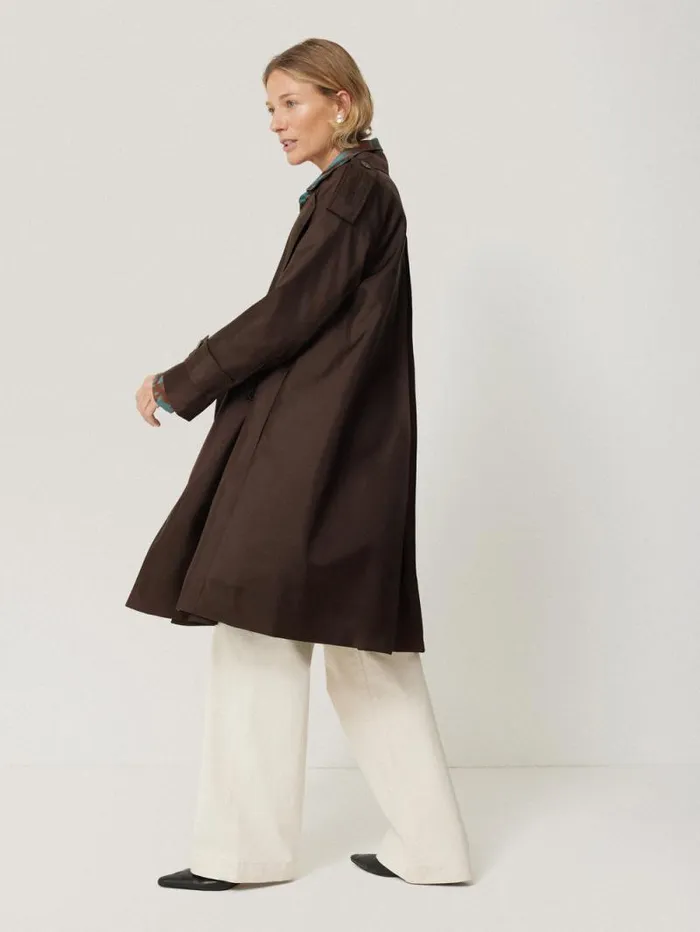 Pure Silk Trench Coat Chocolate Women Jigsaw Coats and Jackets