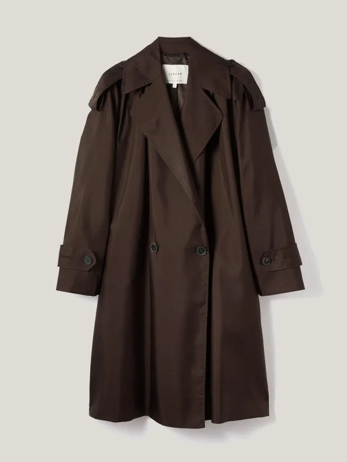 Pure Silk Trench Coat Chocolate Women Jigsaw Coats and Jackets