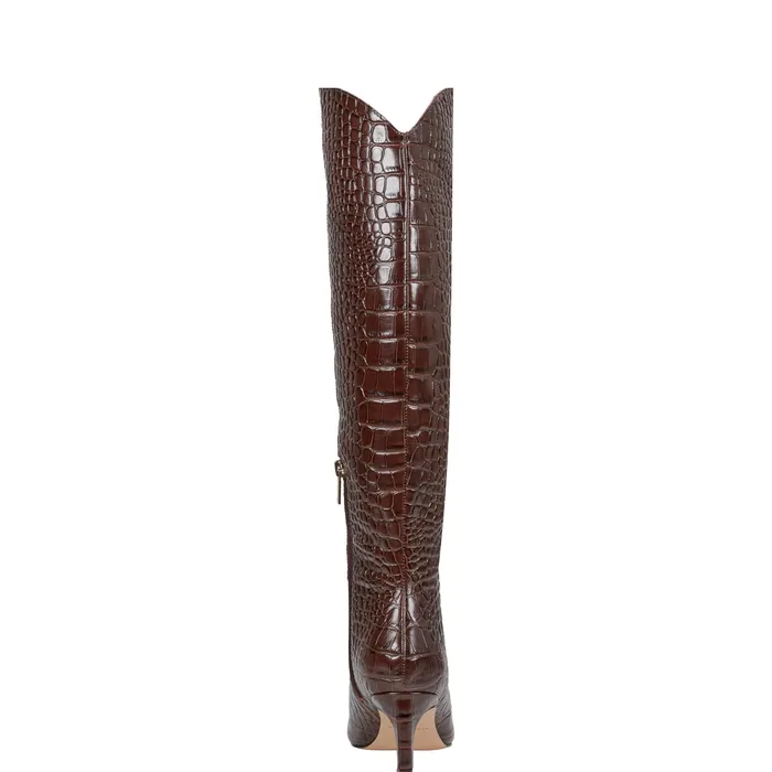 Quinnie Dress Boot Brown Croco Boots and Booties Marc Fisher Women