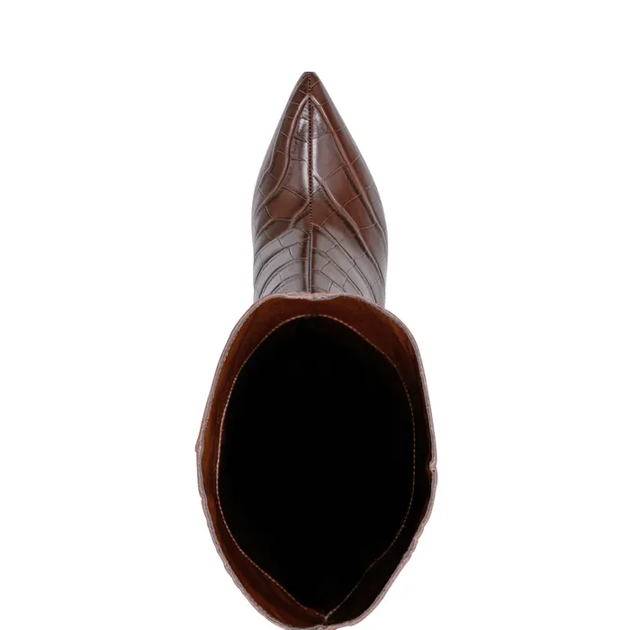 Quinnie Dress Boot Brown Croco Boots and Booties Marc Fisher Women