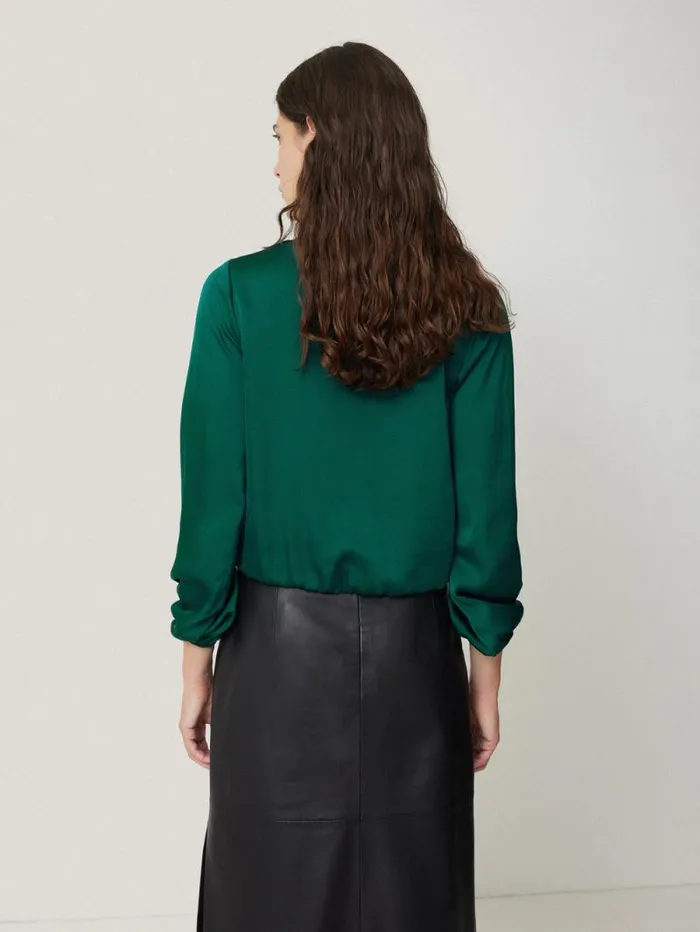Recycled Satin Drape Wrap Top Green Women Jigsaw Party