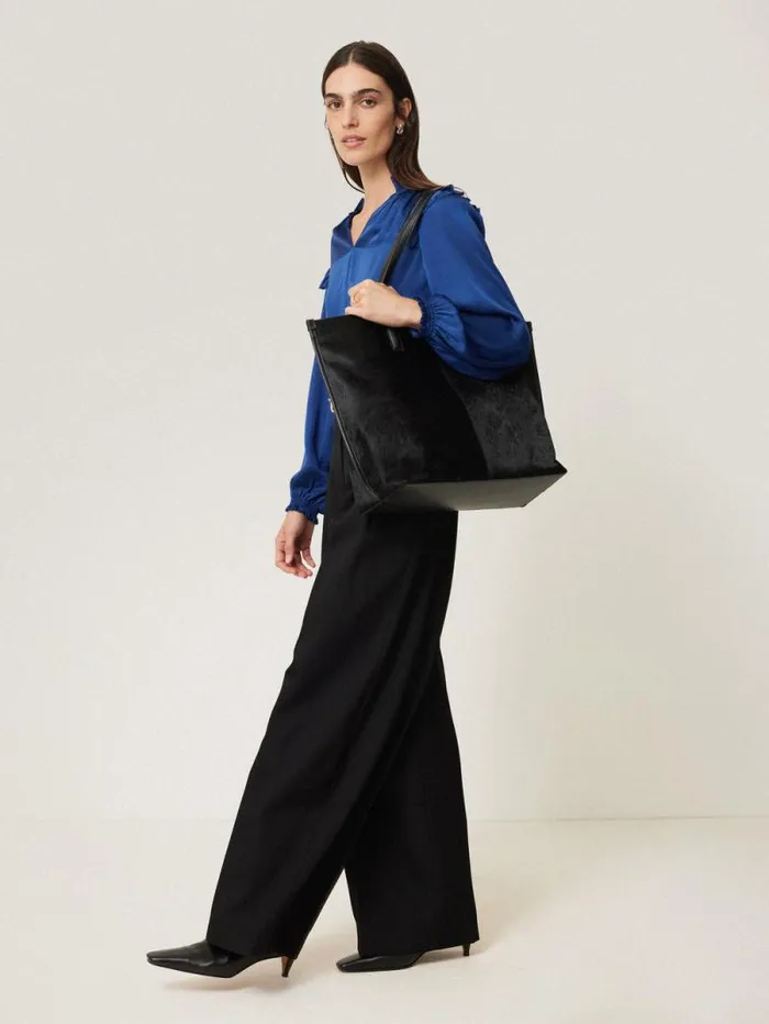 Recycled Satin Ruffle Top Blue Women Jigsaw Shirts and Tops