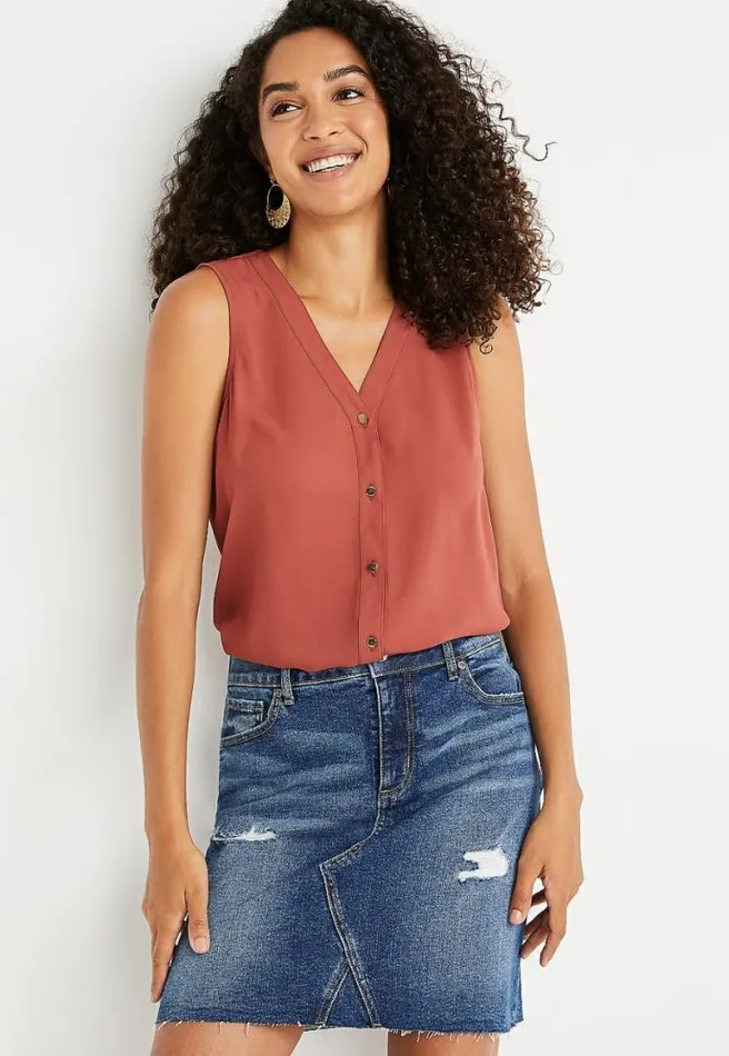 Red Button Down Tank Top Women Maurices Tops