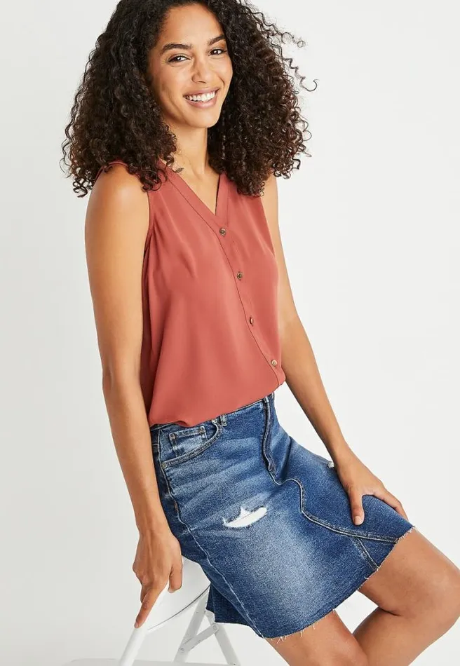 Red Button Down Tank Top Women Maurices Tops