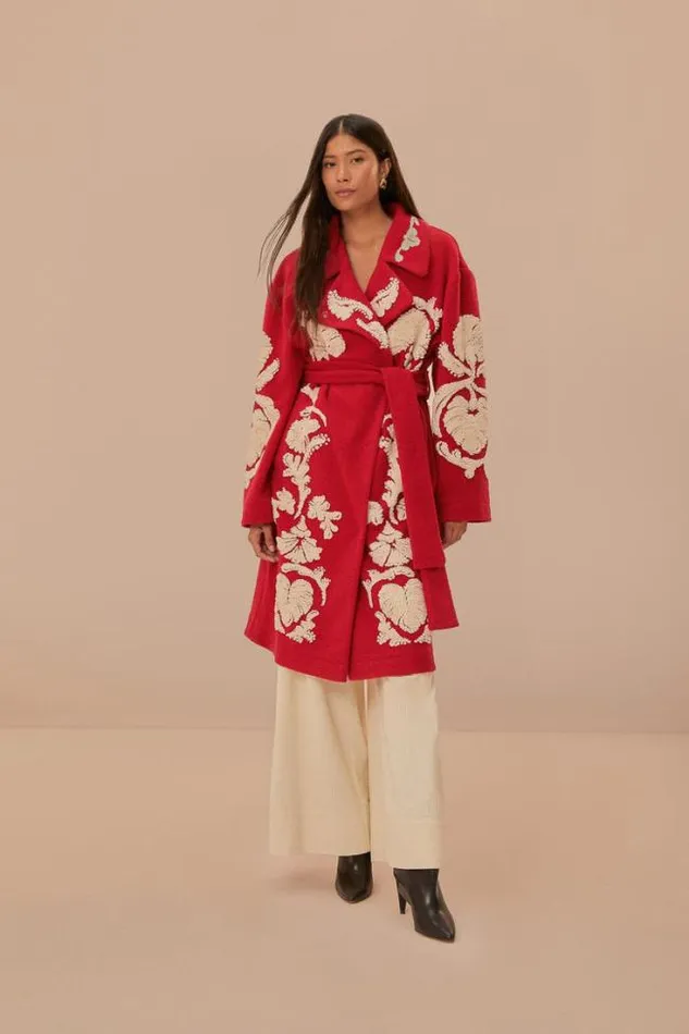 Red Helen Fleece Coat Women FARM Rio Coats
