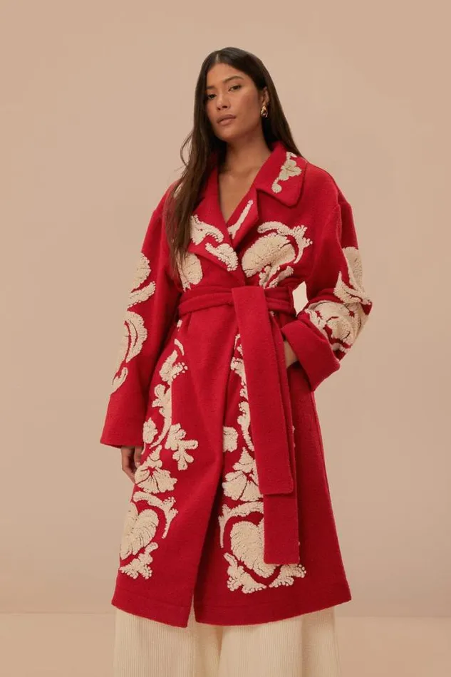 Red Helen Fleece Coat Women FARM Rio Coats