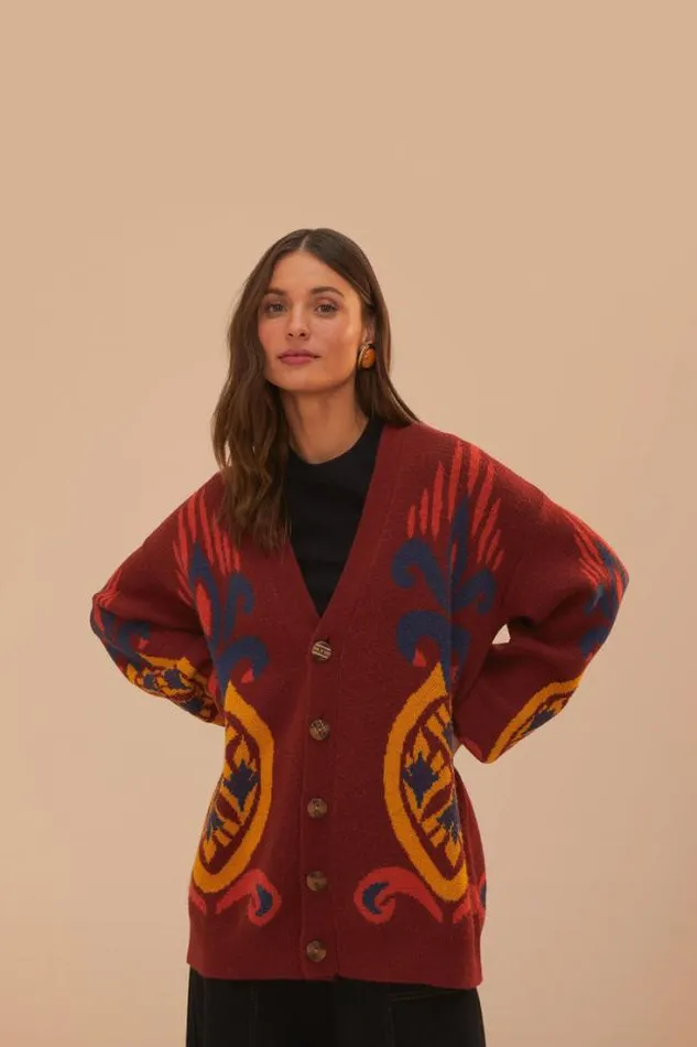 Red Pineapple Knit Cardigan Women FARM Rio Cardigans