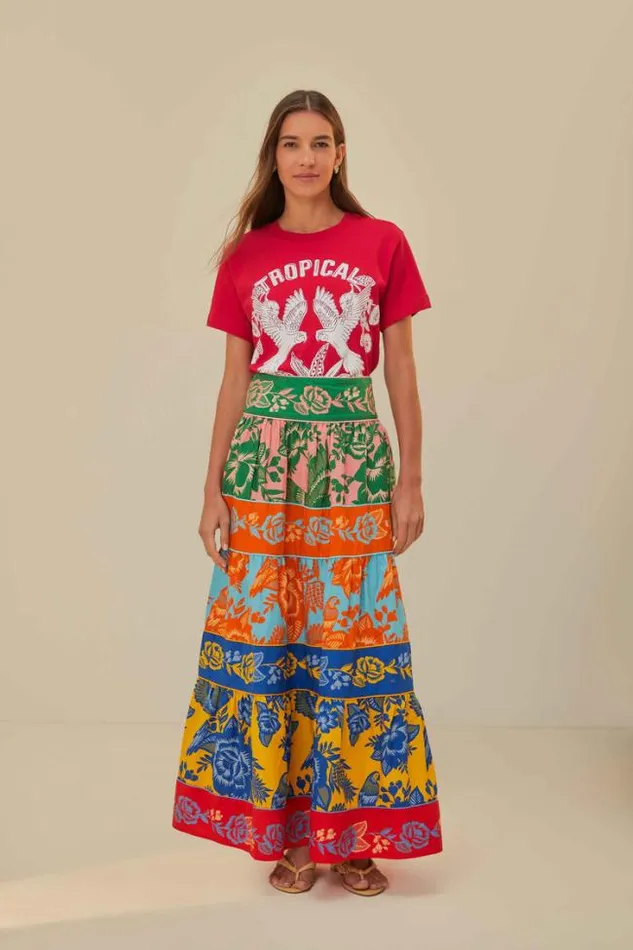 Red Tropical Organic Cotton TShirt Women FARM Rio Tshirts