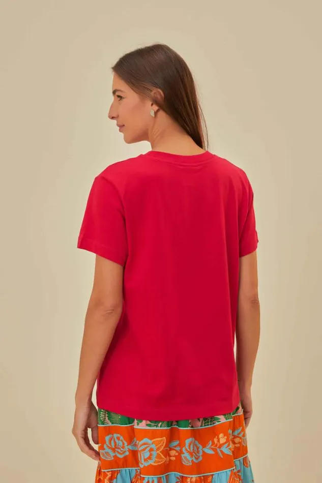 Red Tropical Organic Cotton TShirt Women FARM Rio Tshirts