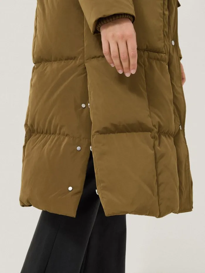 Relaxed Longline Puffer Coat Stone Women Jigsaw Coats and Jackets