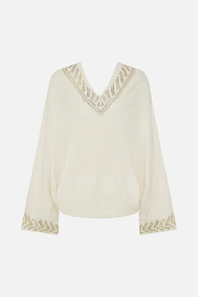 RELAXED V NECK KNIT TOP VALLEY OF THE QUEENS Valley Of The Queens Womens Camilla Knitwear