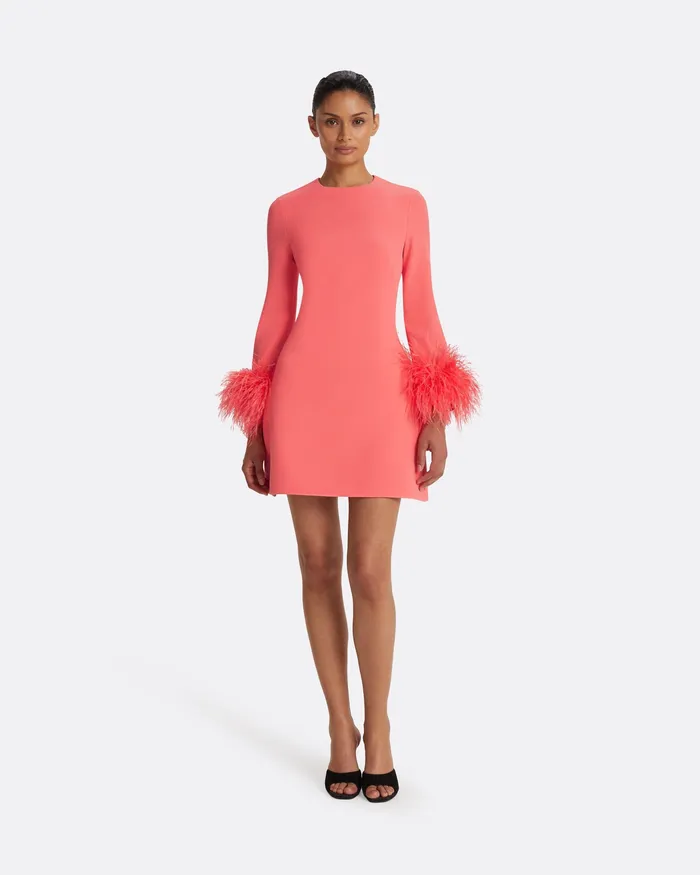 Rena Mosaico FeatherTrimmed Short Dress Mosaico Icons Safiyaa Women