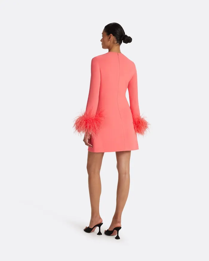 Rena Mosaico FeatherTrimmed Short Dress Mosaico Icons Safiyaa Women