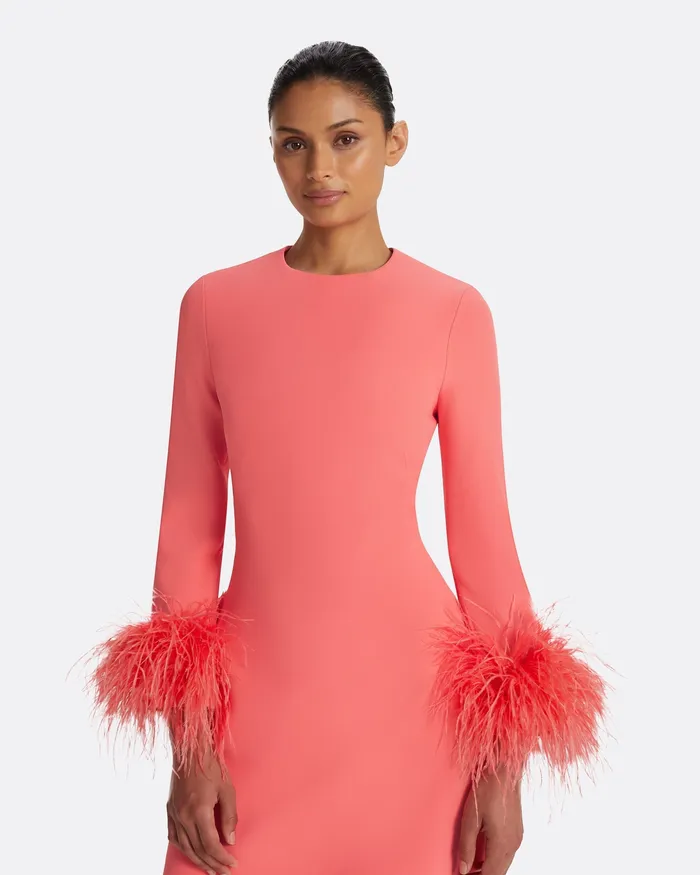 Rena Mosaico FeatherTrimmed Short Dress Mosaico Icons Safiyaa Women