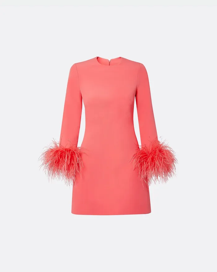 Rena Mosaico FeatherTrimmed Short Dress Mosaico Icons Safiyaa Women