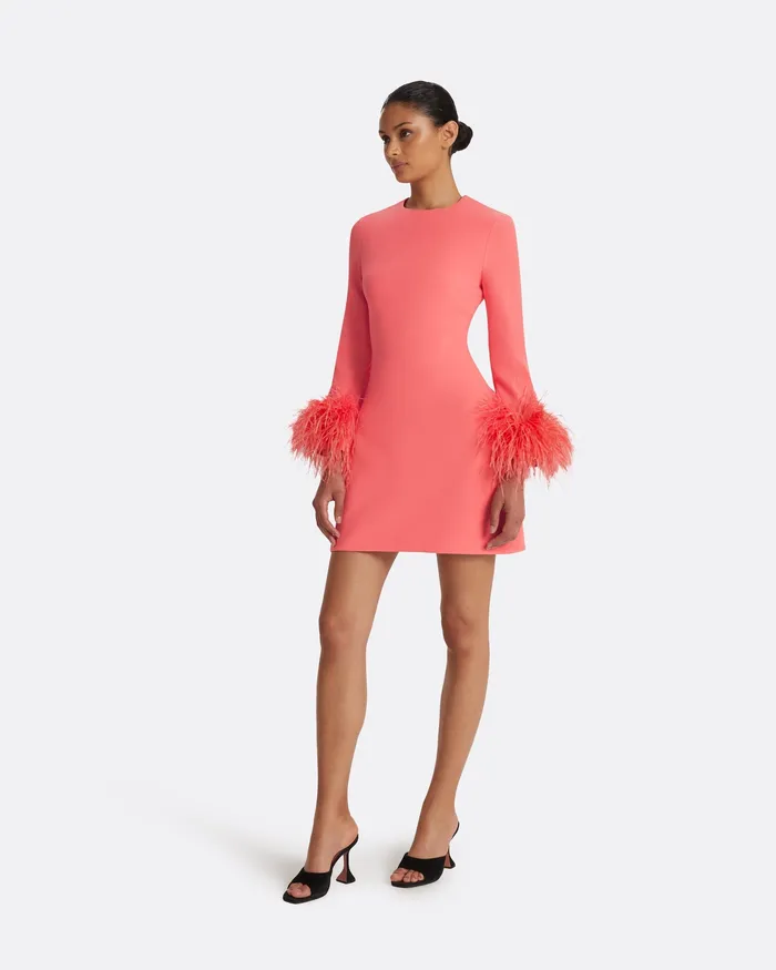 Rena Mosaico FeatherTrimmed Short Dress Mosaico Icons Safiyaa Women