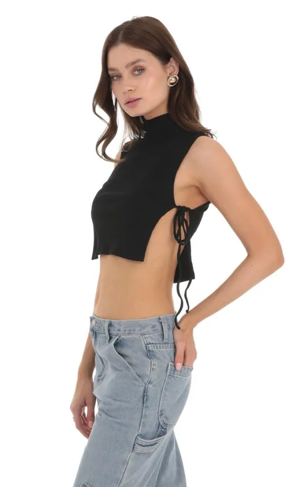 Ribbed Mock Neck Top Black Women LUCY IN THE SKY Tops Ribbed Mock Neck Top Black Women LUCY IN THE SKY Tops