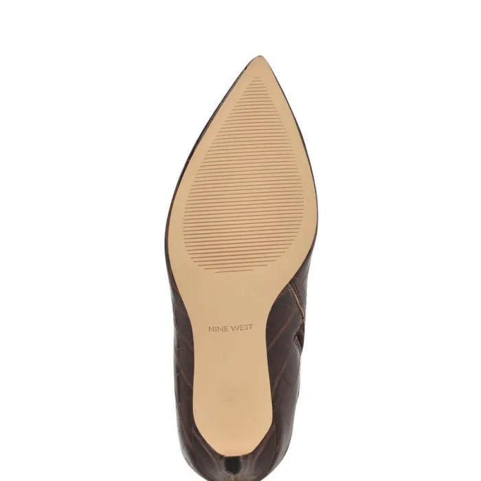 Richy Heeled Boots Brown Croco Women Nine West Boots and Booties